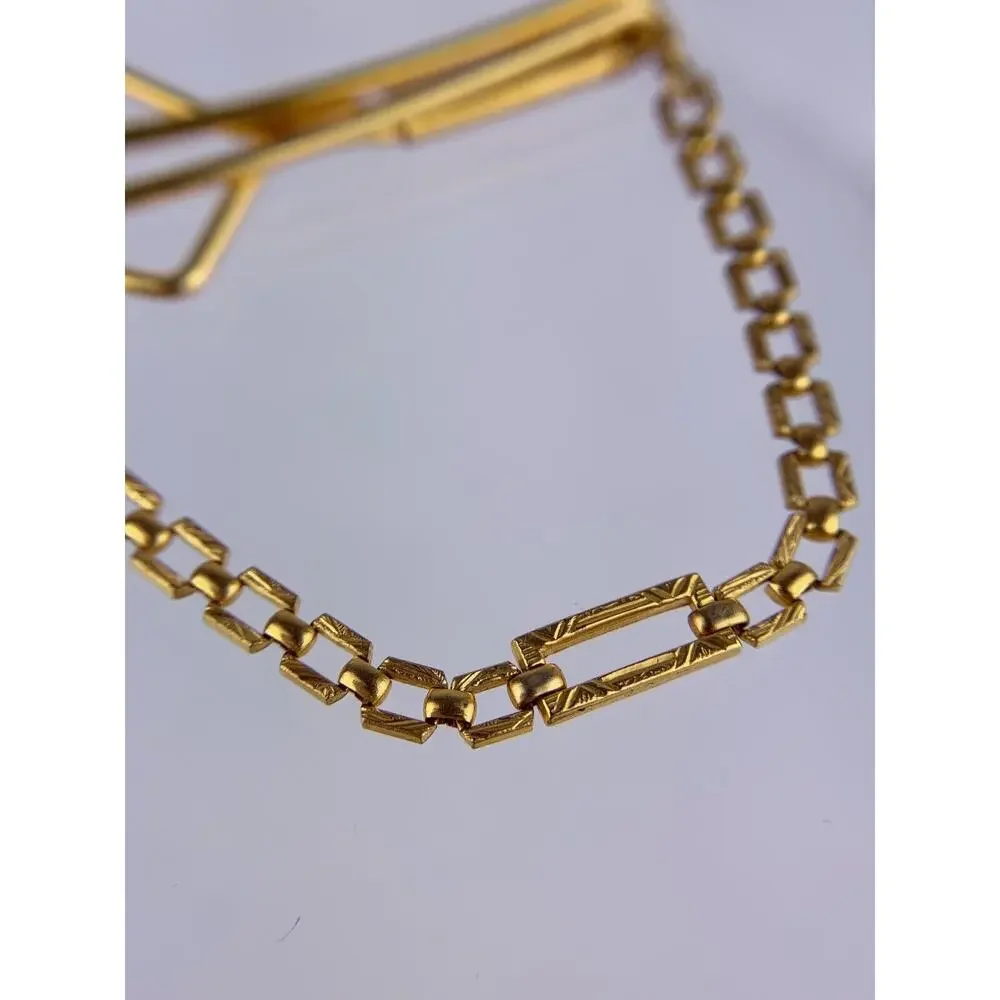 Decorative Cable Chain 12k Gold Plated Tie Clip Bar Art Deco Swank Vintage O1
